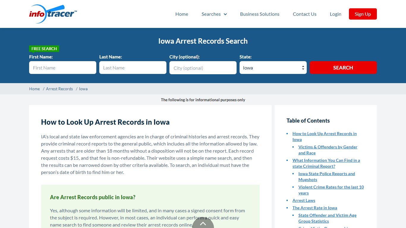 Search Iowa Arrest Records Online - Infotracer